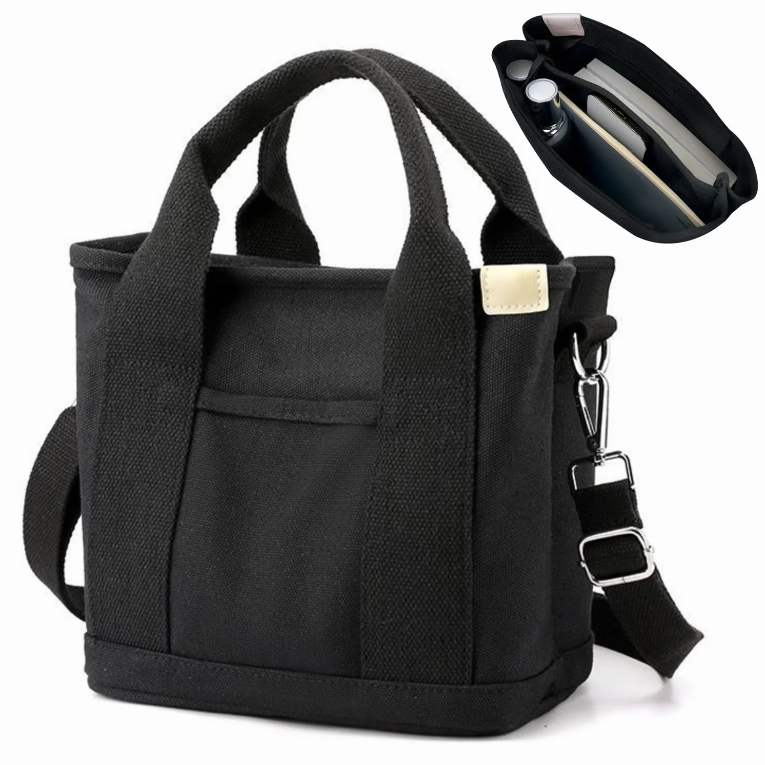 Aucuu, Borsa a mano in tela, borsa a tracolla da donna, con chiusura lampo, per tutti i giorni, scuola, shopping, lavoro, viaggi