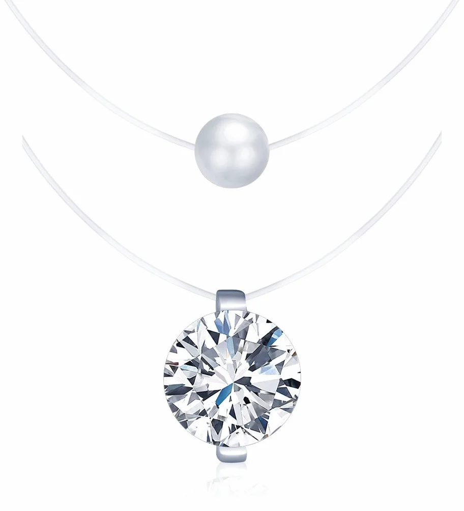 Yumilok 2 collane in nylon con ciondolo argento Sterling 925 zircone perla donna
