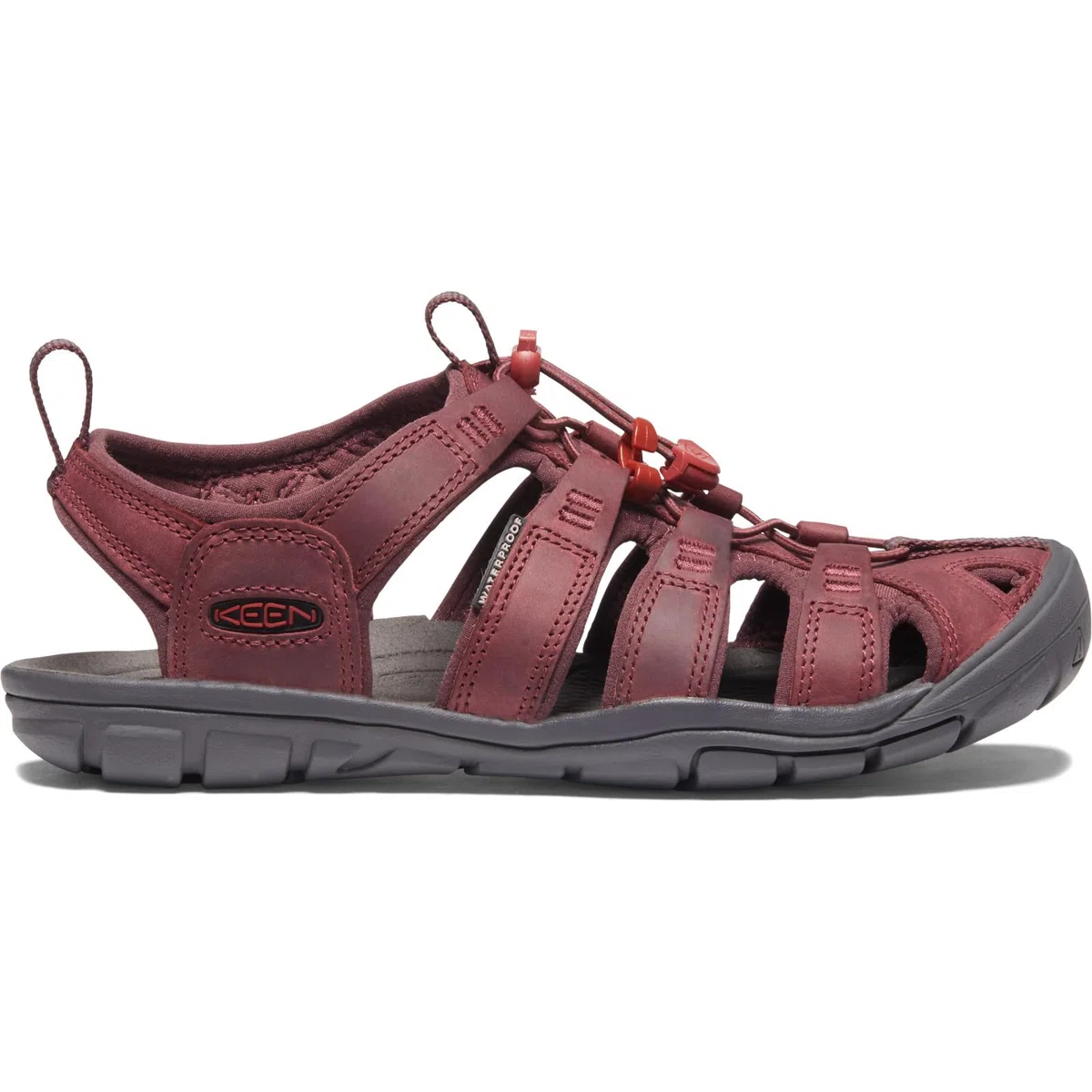 KEEN Clearwater CNX Leather Sandale 2022 Wine/Red Dhalia