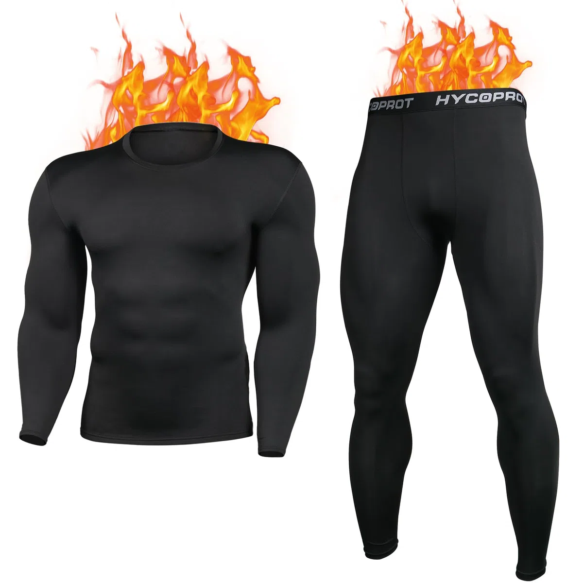 HYCOPROT Intimo Termico Uomo Set Funzionale Asciugatura Rapida Termica Set Traspirante Intimo Invernale Maglietta e Termica Pantaloni a Compressione per Sci Ciclismo Palestra