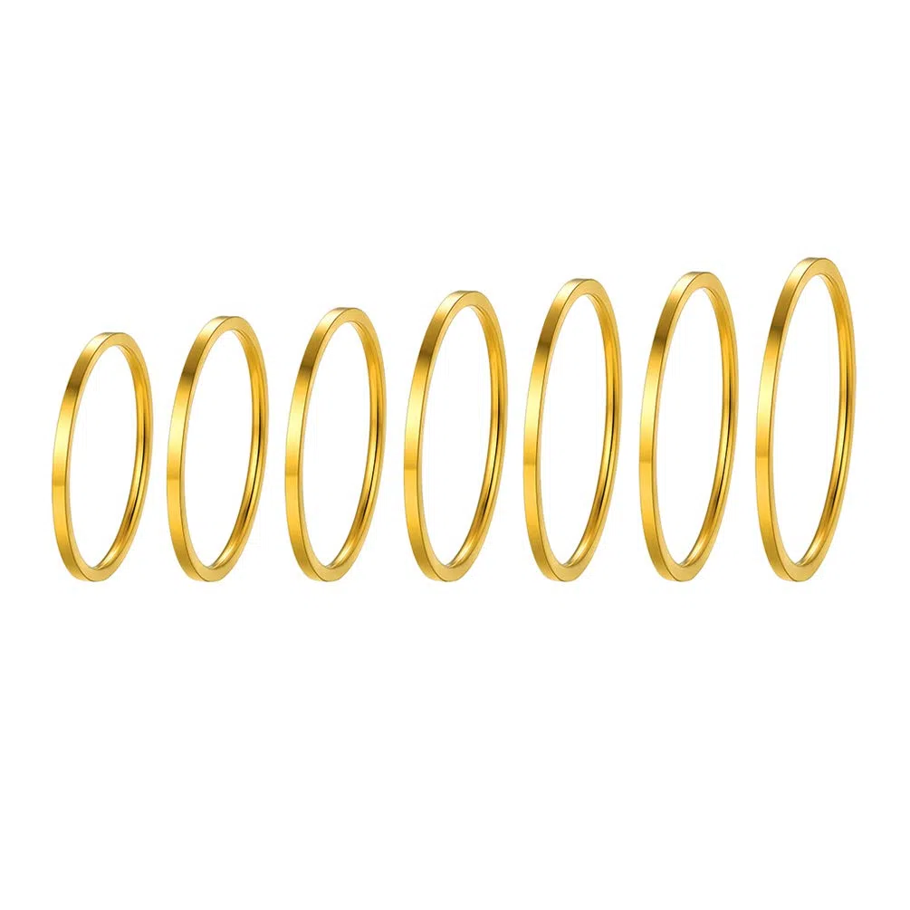 PROSTEEL 5/7/14/28 Pezzi Set di Anelli Sottili Sottilissimi Knuckle Stacking Rings Anello Semplice da Donna, Anelli Impilabili alla Moda, Argento Nero Oro Rosa, Misura Adatta 6-24 (con Confezione)