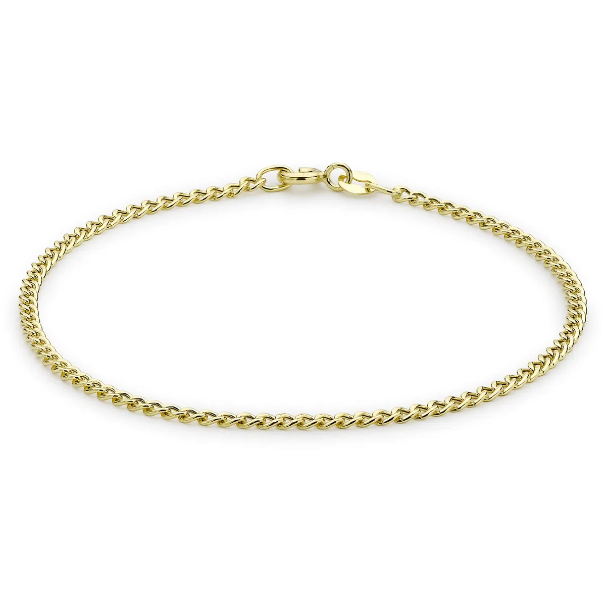 CARISSIMA Cavigliera da donna in oro giallo 9 ct con catena curb semi-forata, 24 cm
