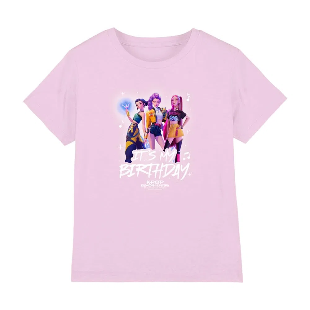 KPOP Demon Hunters KPOP Demon Hunters Huntrix It's My Birthday Group Kids T Shirt, Pink T-Shirt Unisex - Bambini e Ragazzi (Pacco da 1)