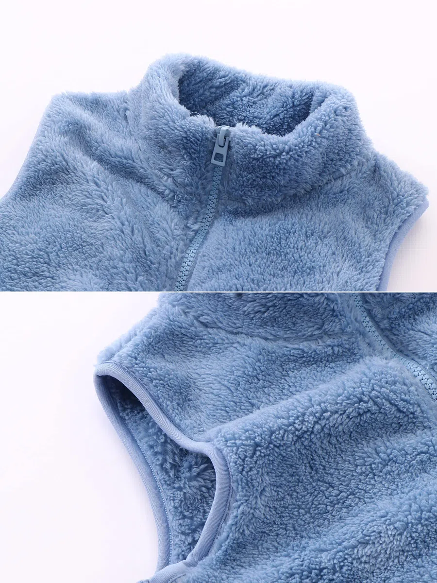 Bambino Bambini Gilet in Pile Corallo Collo in Piedi Genitore-Bambino Giacca con Cerniera Senza Maniche Capispalla Autunno Inverno Ragazzo Ragazza Caldo Cappotto