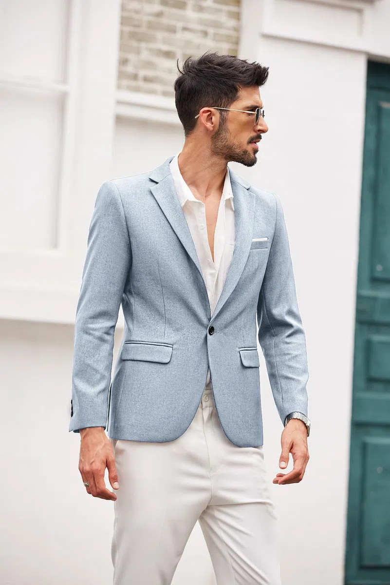 Coofandy - Giacca sportiva casual da uomo, leggera, con bottone singolo