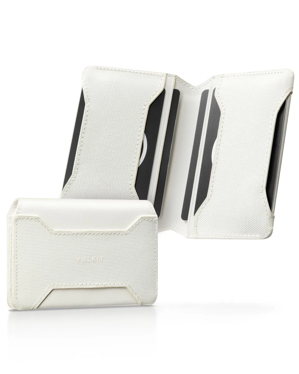 VULKIT Portafoglio Uomo Slim RFID Schermato Porta Carte di Credito Uomo o Donna Piccolo Porta Tessere Uomo Pelle, Beige