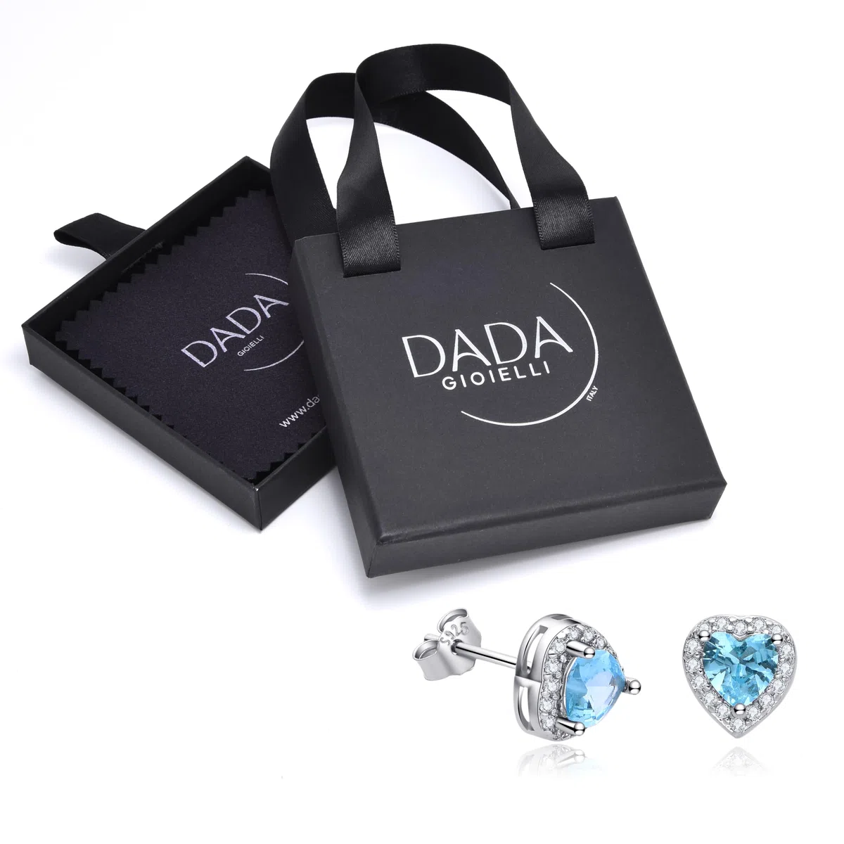 Dada Gioielli - Orecchini Argento 925 Cuore 8mm Punto Luce Con Zirconi Brillanti