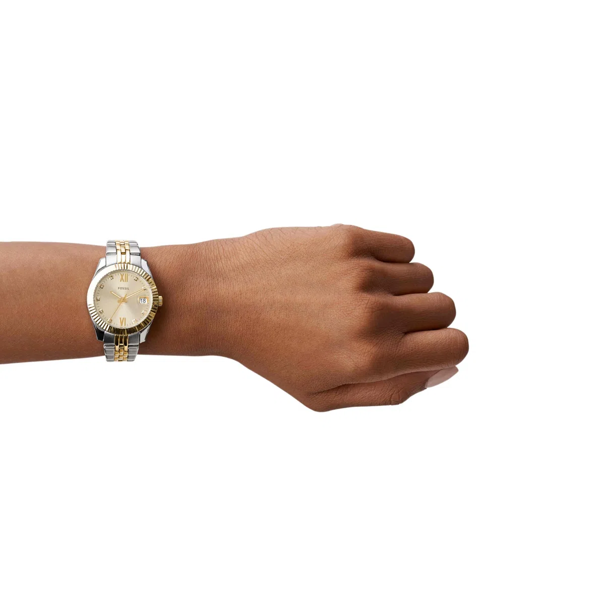 Fossil Orologio Scarlette da donna, 38 mm Movimento al quarzo con data a tre lancette e cinturino in acciaio inossidabile