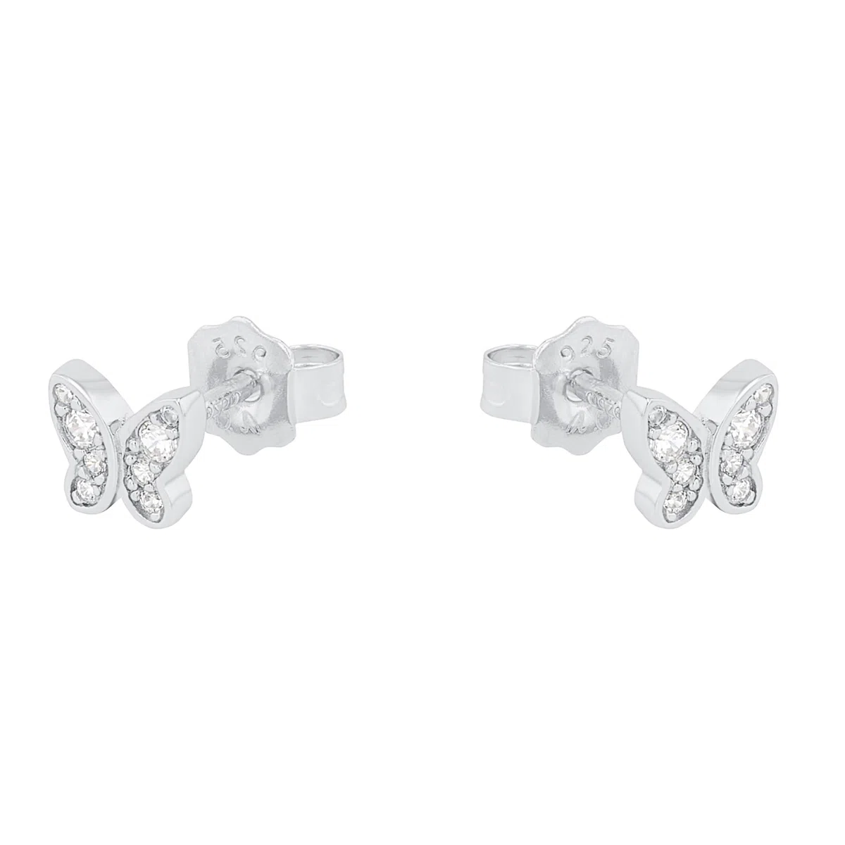 sOliver Orecchini a bottone in argento Sterling 925 per bambine, con zirconi sintetici, a forma di farfalla, forniti in una confezione regalo per gioielli