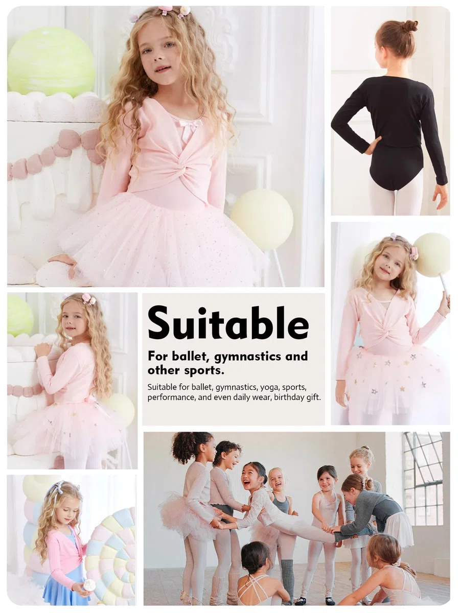Ragazze Maglione Balletto Cotone Manica Lunga Top Balletto, Danza Cardigan Velluto Interno per Bambini e Donne