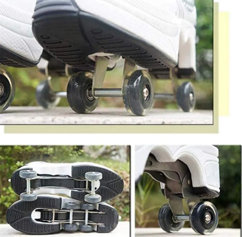 Scarpe da ginnastica con ruote, per bambini, skateboard, scarpe da ginnastica multiuso 2 in 1 pattini, scarpe da ginnastica Quad Rued Sneakers alla moda, regalo di compleanno per bambini e ragazze