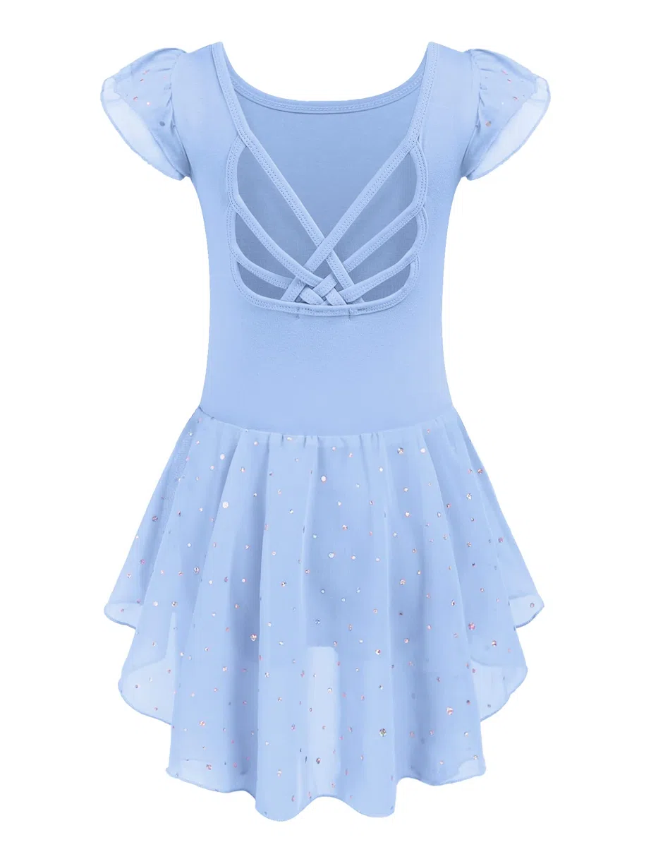 Arshiner Vestito da Balletto per Bambini 2-10 Anni Vestito da Balletto per Ragazze Senza Schienale Maniche Corte Abbigliamento da Balletto Body da Ballo in Cotone con tutù