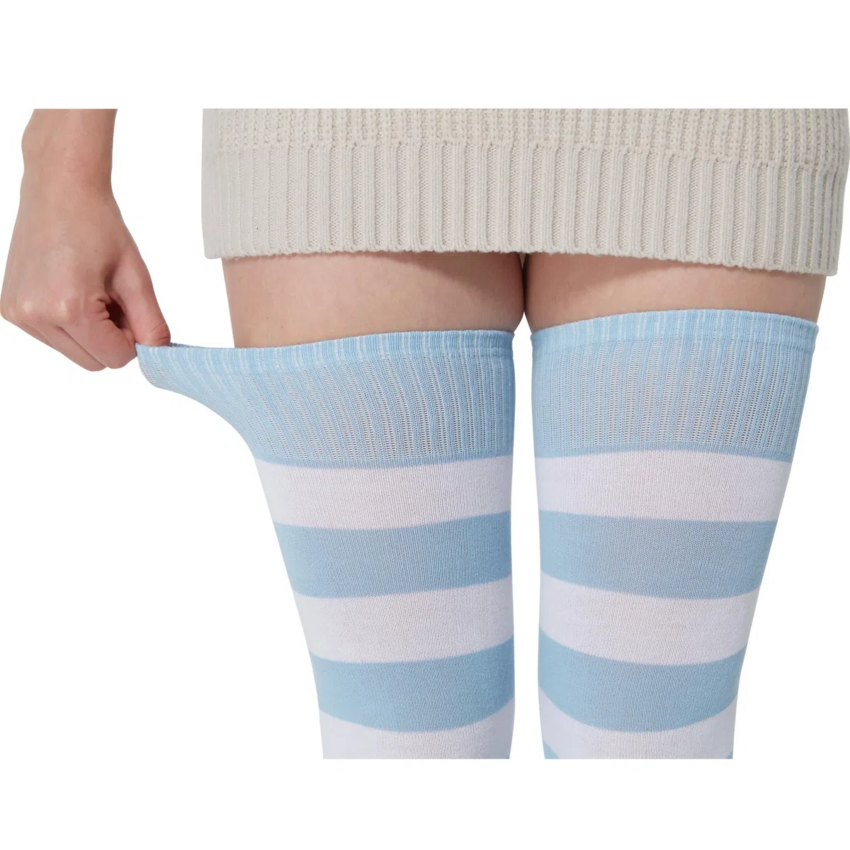 Calze alte da donna extra lunghe in cotone a righe sopra il ginocchio