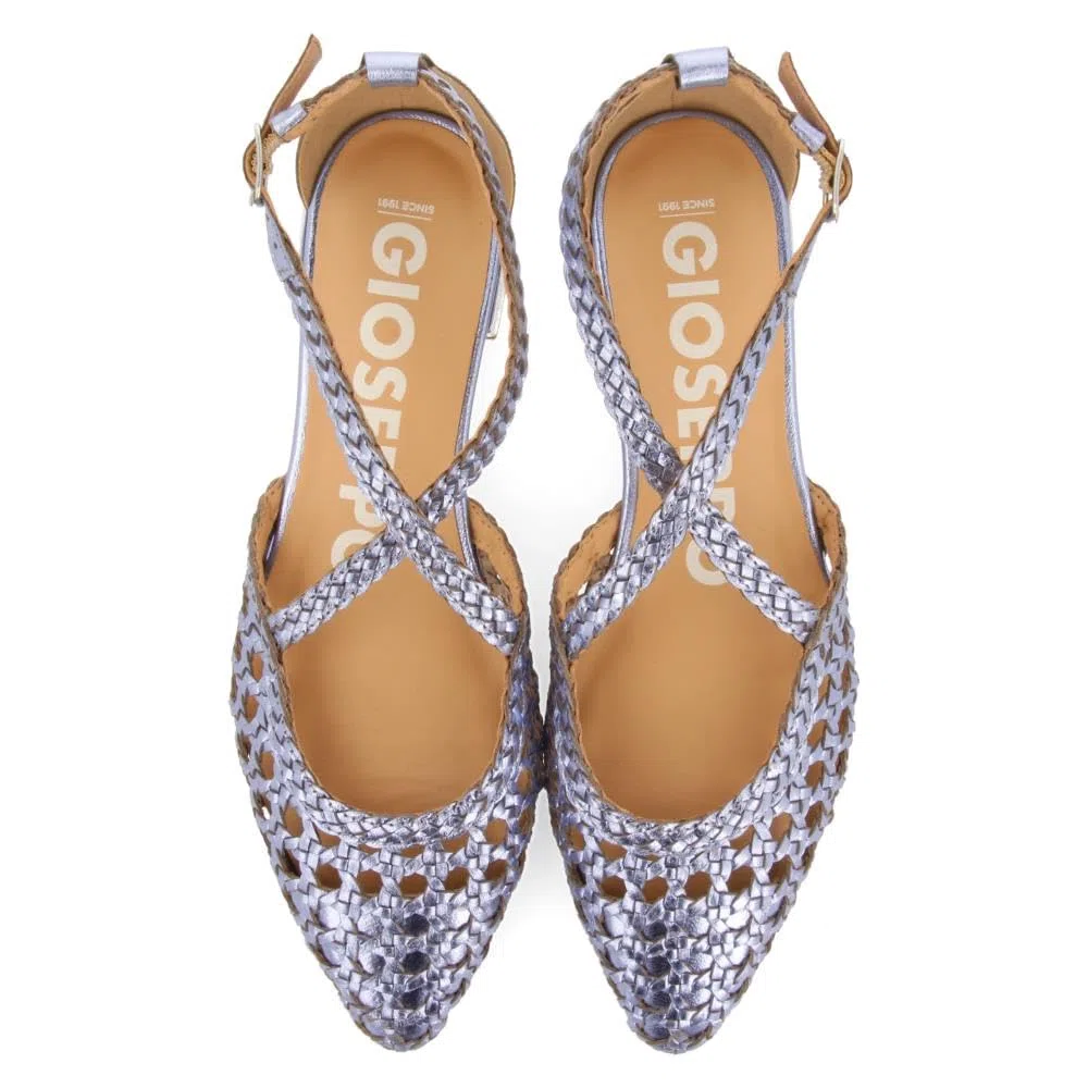 GIOSEPPO Ballerine in Pelle Blu con INTRECCI per Donna LESKOVIC