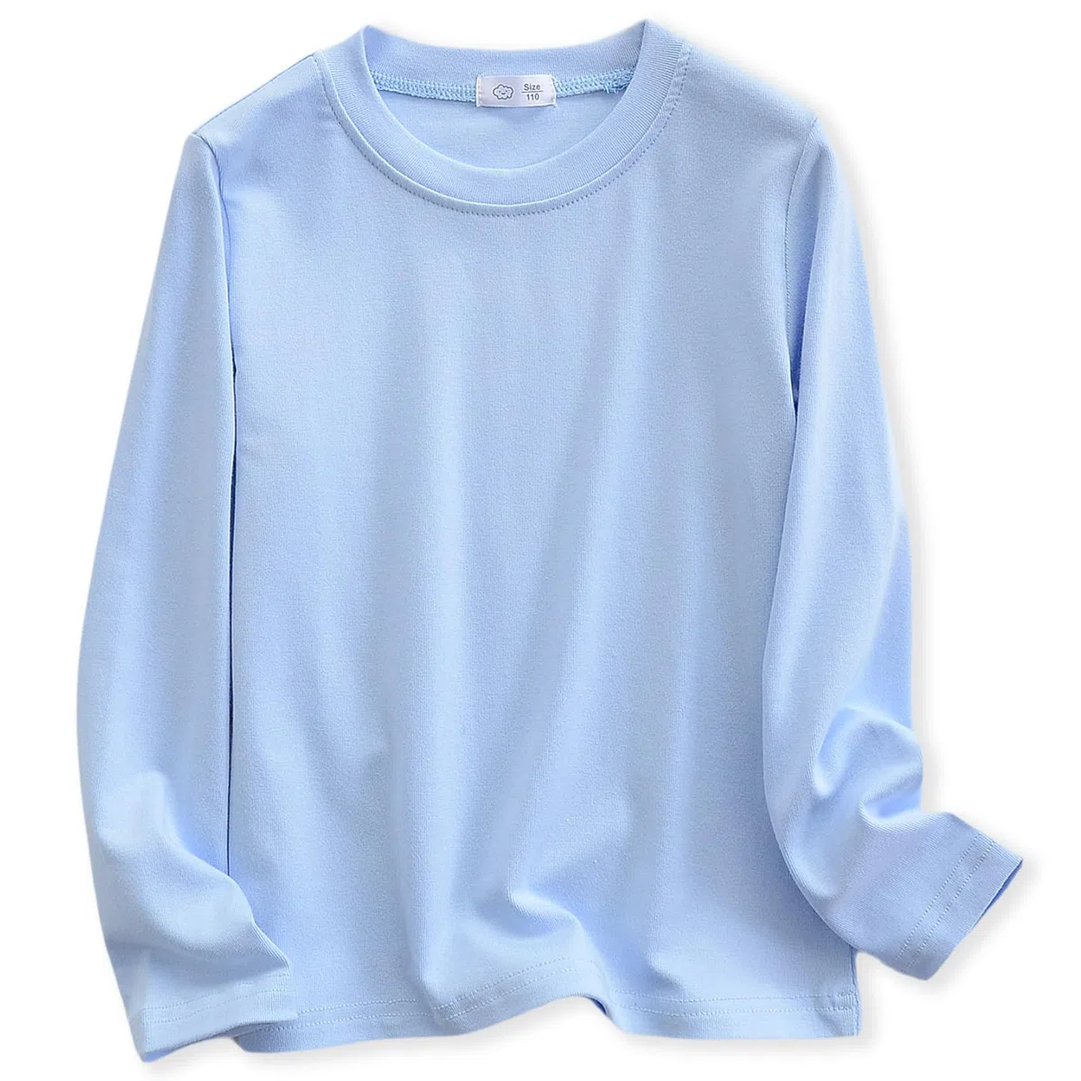 Maglietta intima termica per bambini, a maniche lunghe, morbida maglia a coste, aderente, scollo rotondo, basic per ragazzi e ragazze