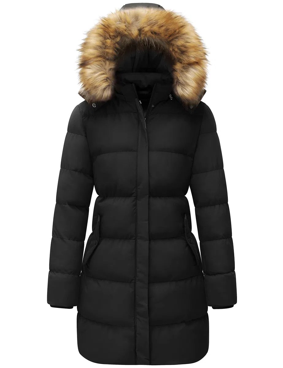 WenVen Piumino Donna Invernale con Ispessito Cappuccio Rimovibile in Pelliccia Sintetica