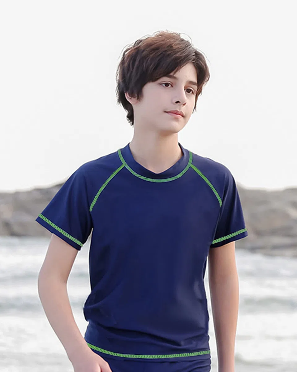 SWAUSWAUK Maglietta Nuoto Bambino 6-12 Anni - Maglietta Bagno Ragazzi Protezione UV UPF 50+ Manica Corta