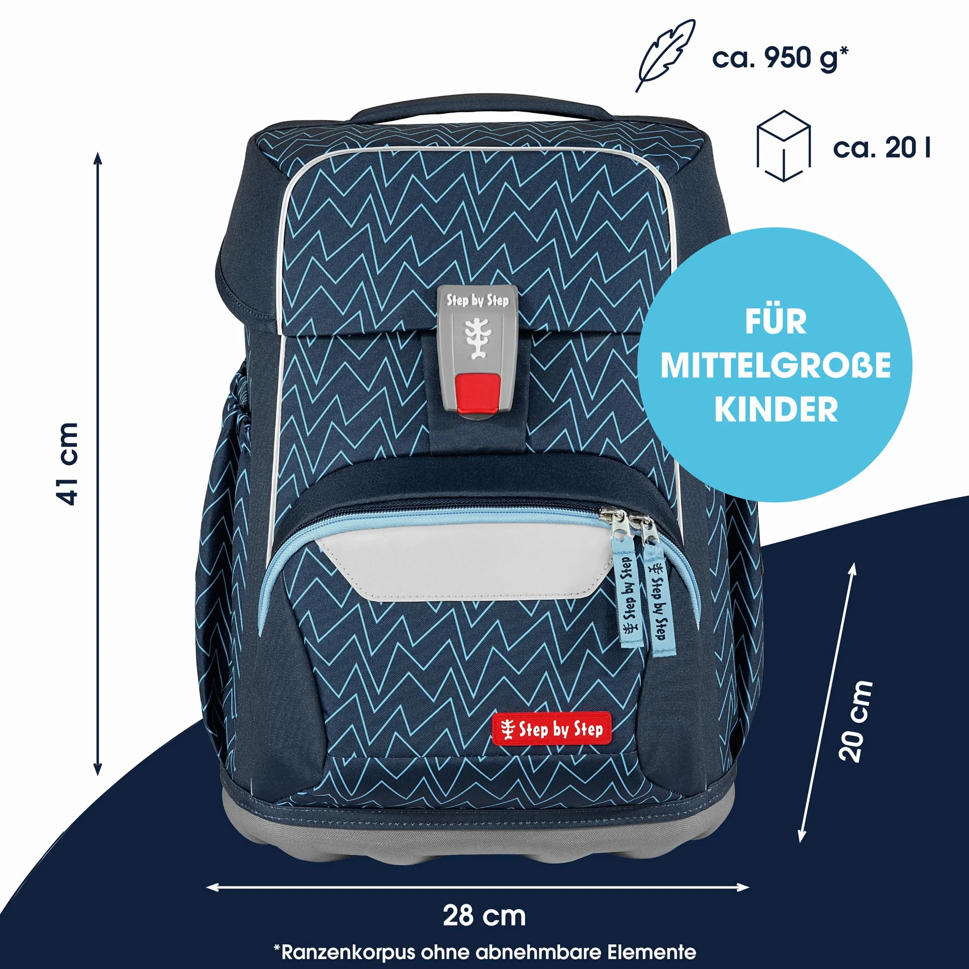 Step by Step Basis Schulranzen-Set 4-teilig Blue Lines