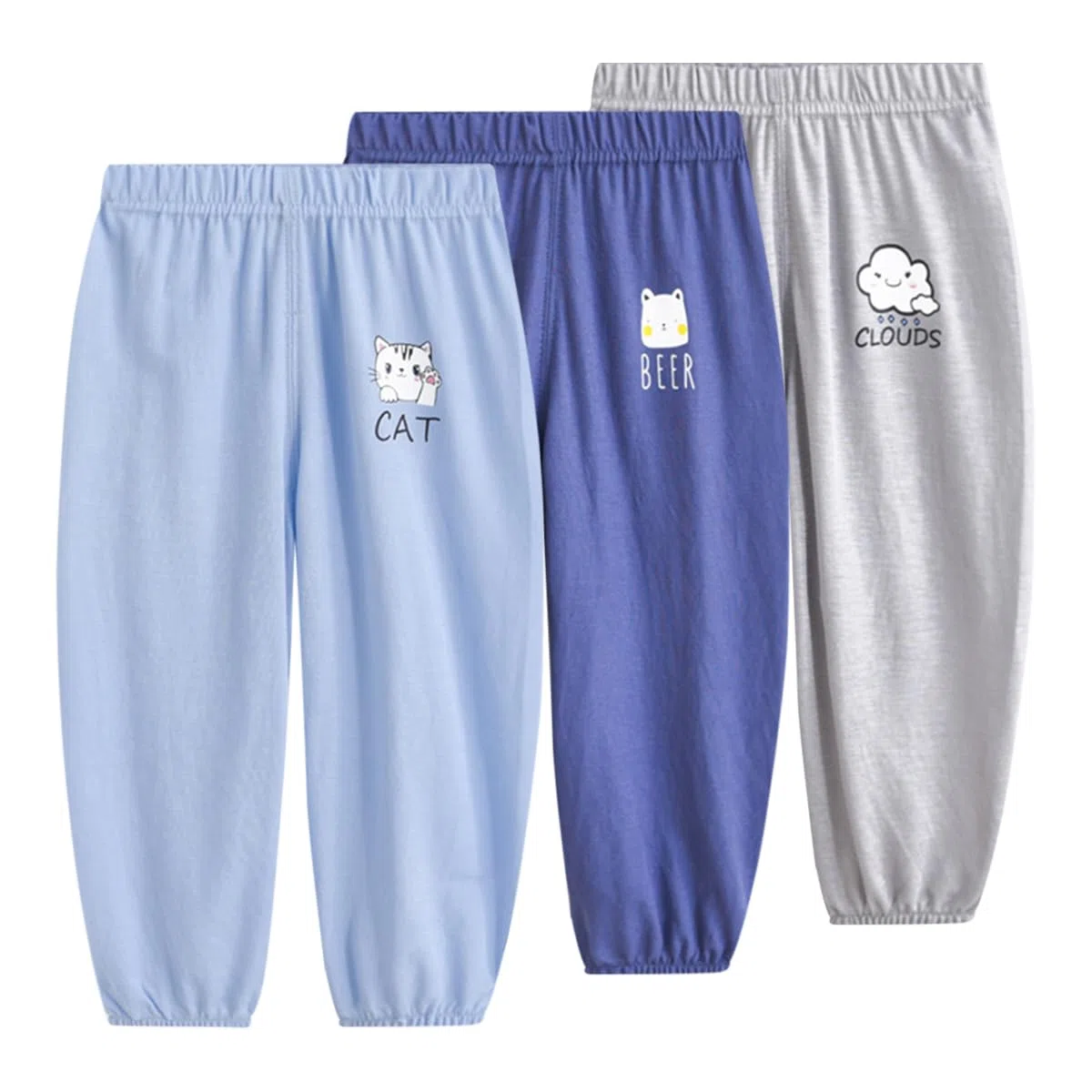 Confezione da 4 Pantaloni Lunghi Leggeri per Neonati Cotone Bambini Ragazze Ragazzi Bloomers Pantaloni Estate Firm Jogging Bottoms Casual Elastici Pantaloni Estate