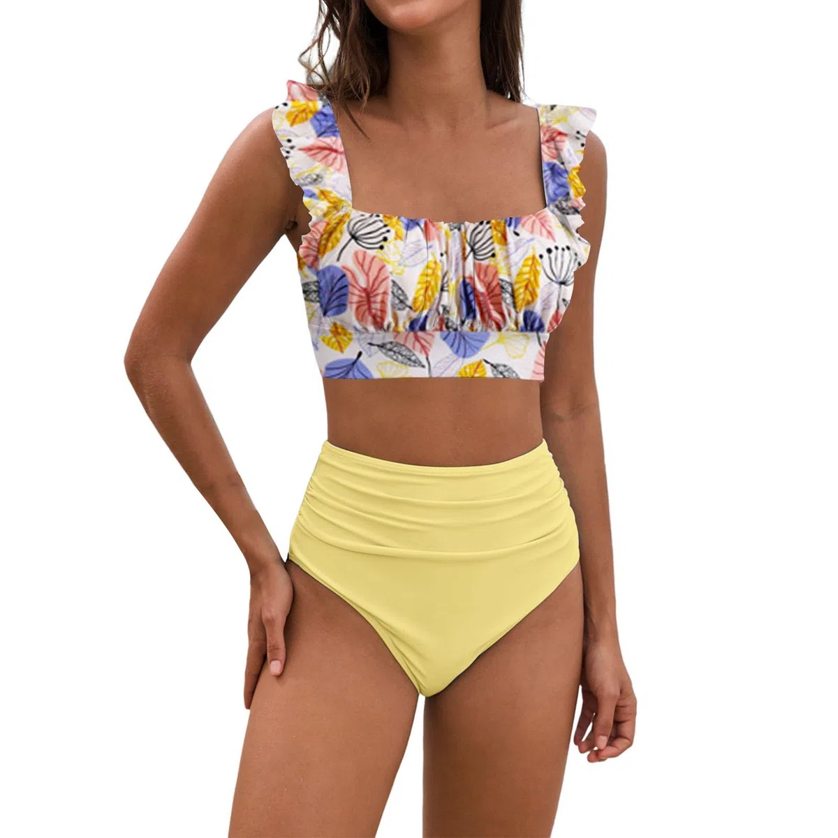 Costume Due Pezzi Donna Cuvy Tankini Donna Mare Flanged Bikini SetBreast Without Brackets Costumi da Bagno Cuvy Costume Due Pezzi