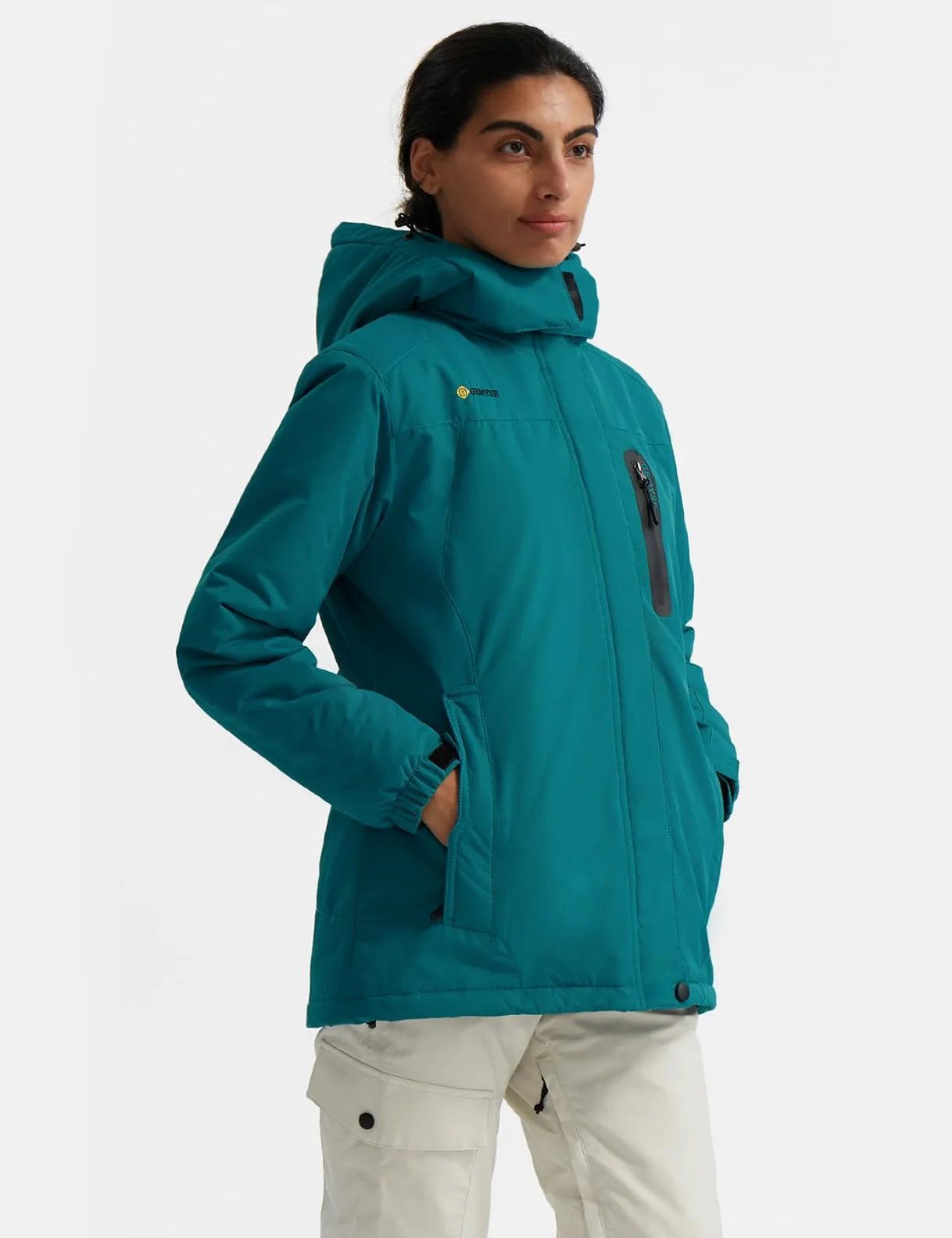 GEMYSE Donna Giacca da Sci Snowboard Antivento Impermeabile Calda Giubbotto con Cappuccio Rimovibile
