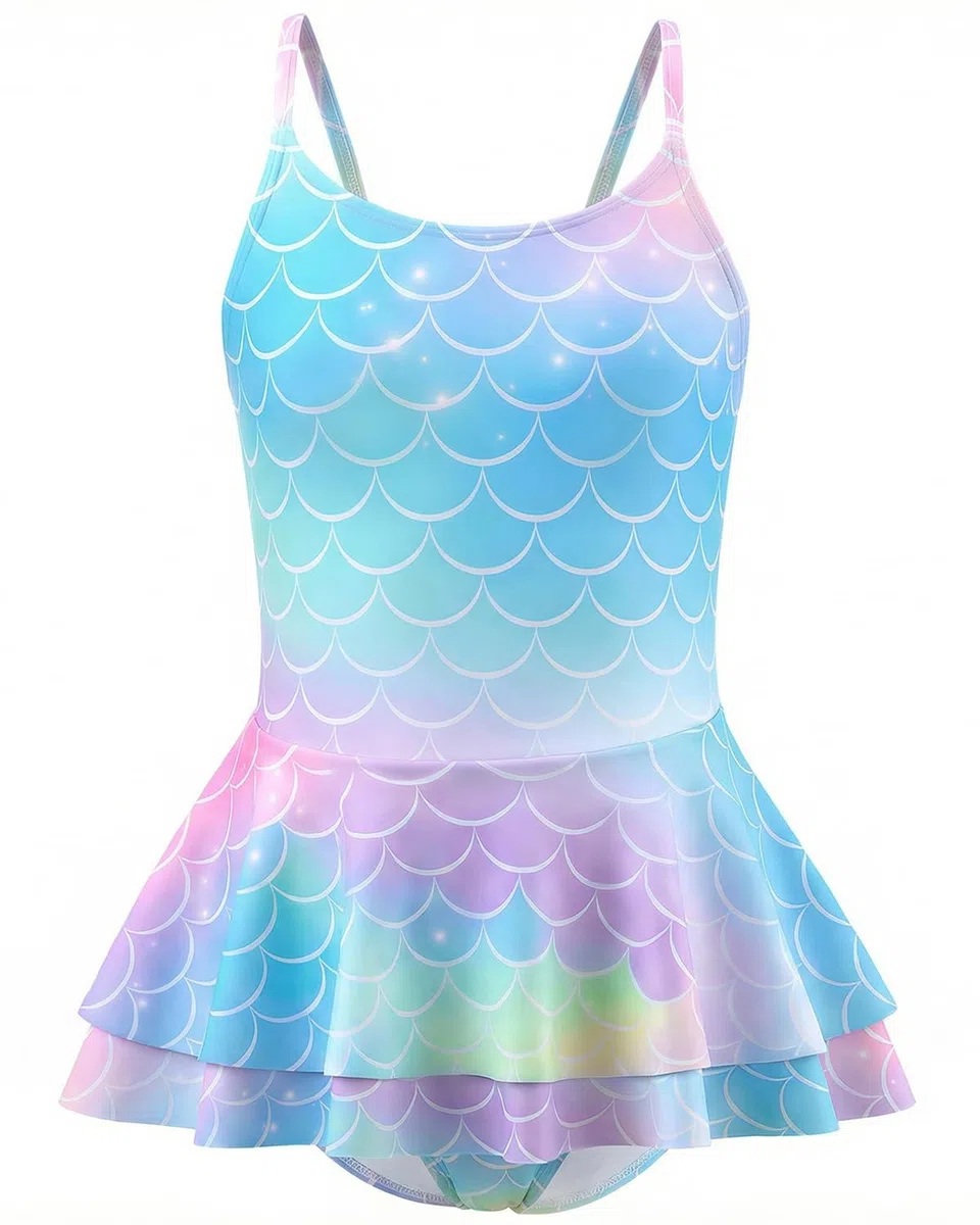 JiAmy Costume da bagno intero per ragazze, con spalline regolabili, costume da bagno per bambine da 4 a 12 anni