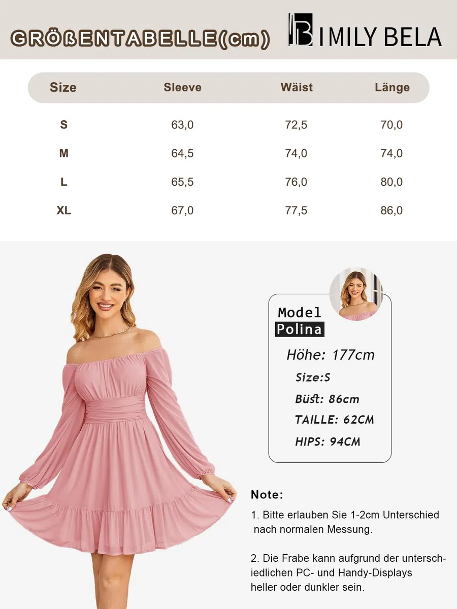 Imily Bela Abito da donna con scollo quadrato, in rete, a vita alta, pieghevole, a maniche lunghe, con volant