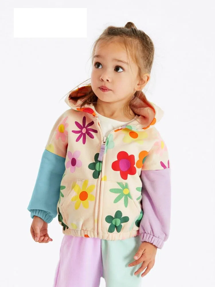 LitBud Felpa con cappuccio da ragazza, con zip, con cappuccio, a maniche lunghe, per bambini, autunno, 1-8 anni
