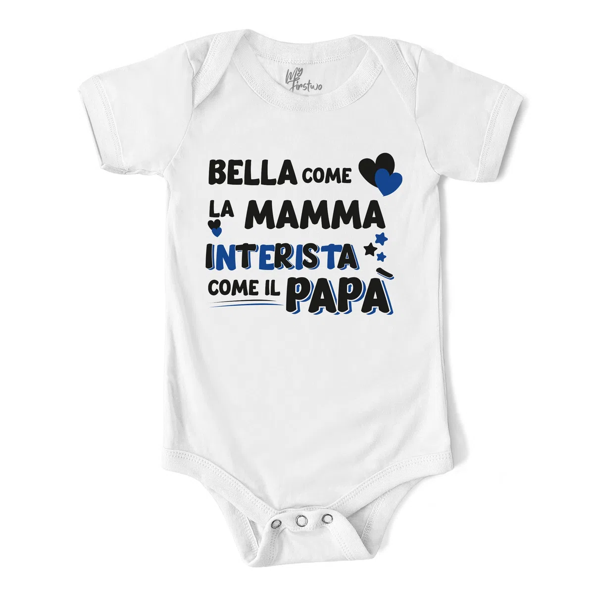 Body Neonata Bella come la Mamma Interista come il Papa' – Body Bimba Divertente Manica Corta 100% Cotone Morbido e Traspirante – Simpatica Idea Regalo Baby Shower