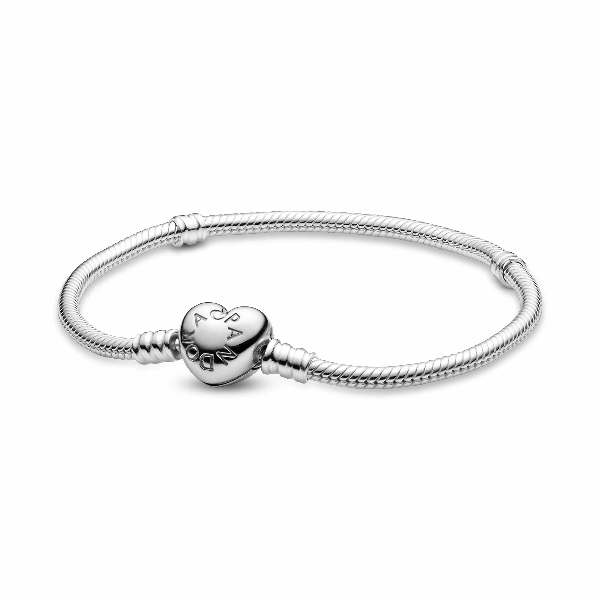 PANDORA Icons Bracciale in argento con maglia snake e chiusura a cuore