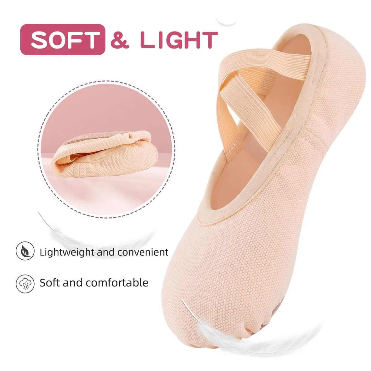 Scarpette Danza Classica Bambina Elastic Mezze Punte Ginnastica Scarpe Ballerina per Ragazze e Donna