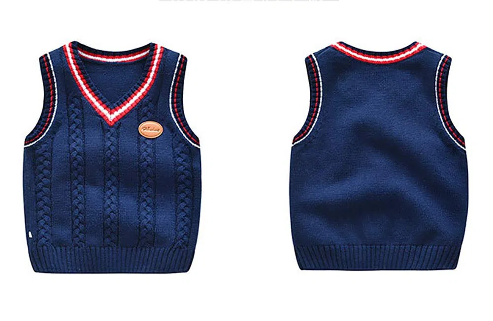 Gilet a Maglia Bambini Scollo a V Maglione Ragazze Ragazzi Maglieria Maglioni Senza Maniche Cotone