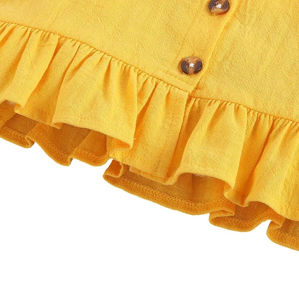 ANUFER 3pcs Ragazza Bambini Set di Abbigliamento Luminoso Giallo Girasole Bambina Outfits Canottiere + Pantaloni Corti + Fascia per Capelli