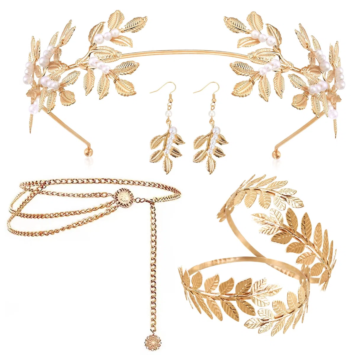Accessori per costume della dea greca donna costume greco foglia corona orecchini cintura per cosplay accessori festa