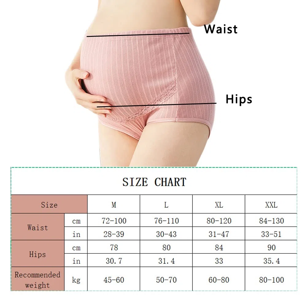 3 Pezzi Mutande Premaman Cotone Slip, Vita Alta Maternity da Donna per Gravidanza