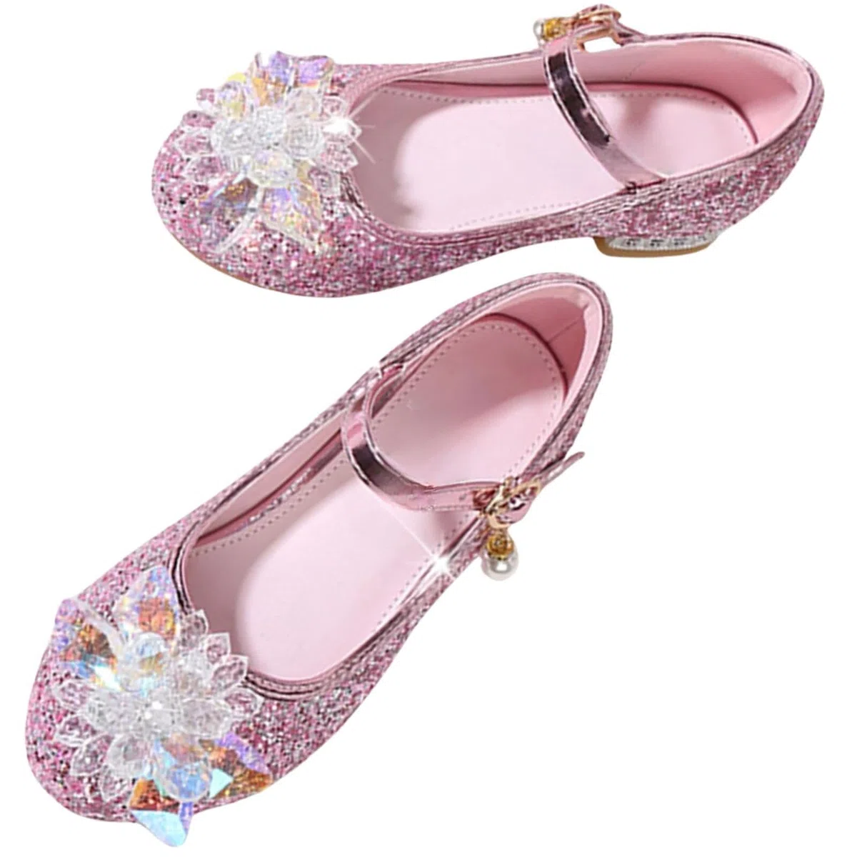 Scarpe con Tacco Bambina da Principessa Danza Latina Bambini Tacchi Paillettes Scarpe Eleganti Cerimonia Carnevale