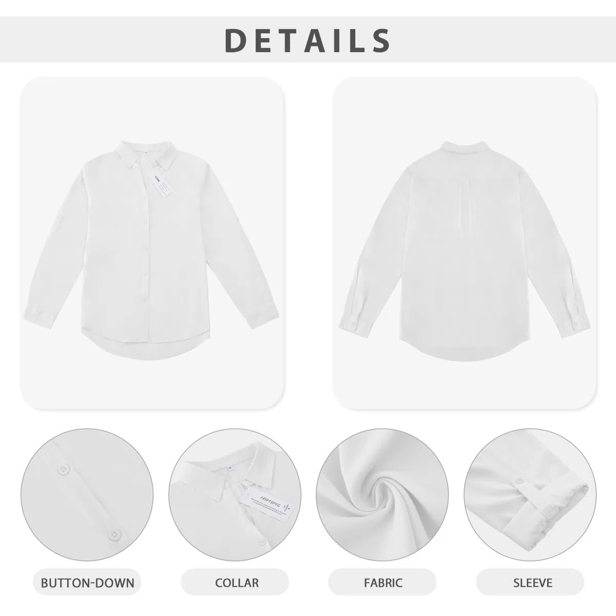 Friptspyg Camicetta in Mussola Camicia Casual da Donna a Maniche Lunghe 100% Cotone Taglio a V Camicetta con Bottoni in Alto Maniche Arrotolate