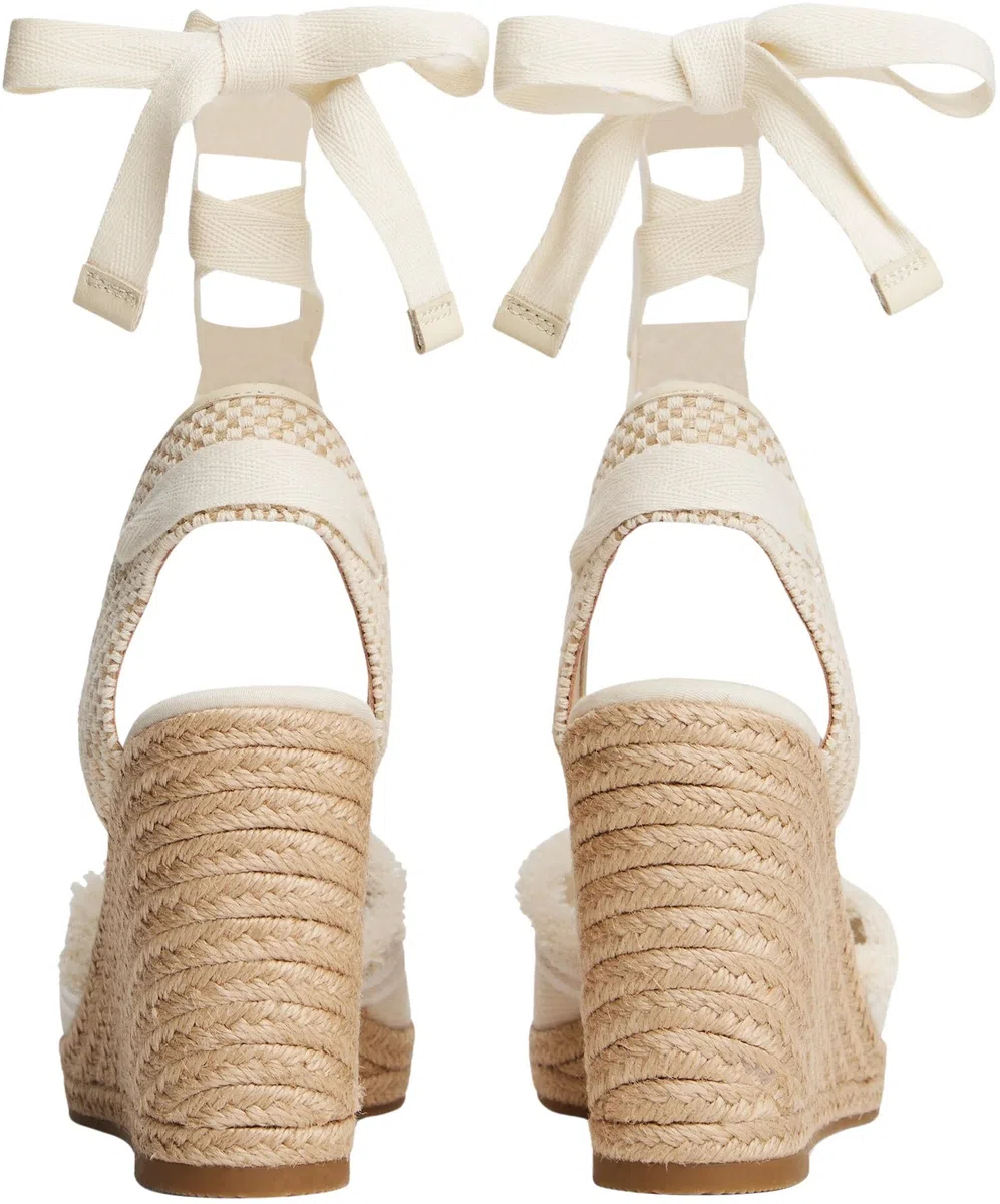 Tommy Hilfiger Donna Espadrillas Wedge Fringe Canvas con Tacco a Zeppa