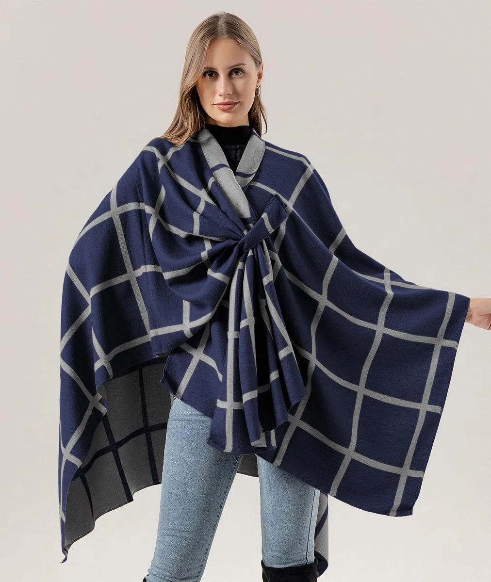 Poncho Donna Invernal Termica Grande Scialle Caldo Sciarpa Elegante in Maglia Cardigan Maglione Cappotto