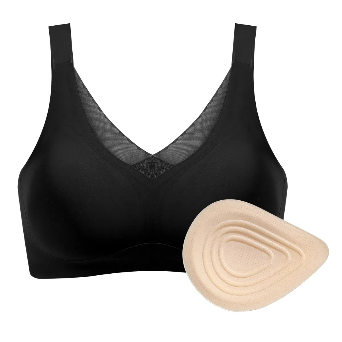 Reggiseno Mastectomia,Reggiseno Post-Operatorio Senza Cuciture per Donne Reggiseno per Protesi Mastectomia with Cotton Breast Forms Set