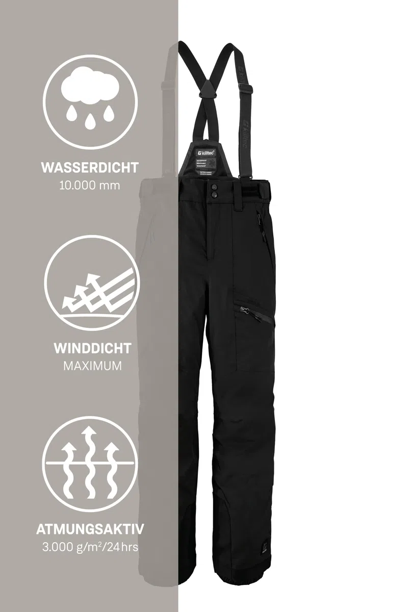 Killtec - Boys Skihose 242, Pantaloni da Sci con Pettorina Rimovibile e Protezione dei Bordi Bambini e Ragazzi