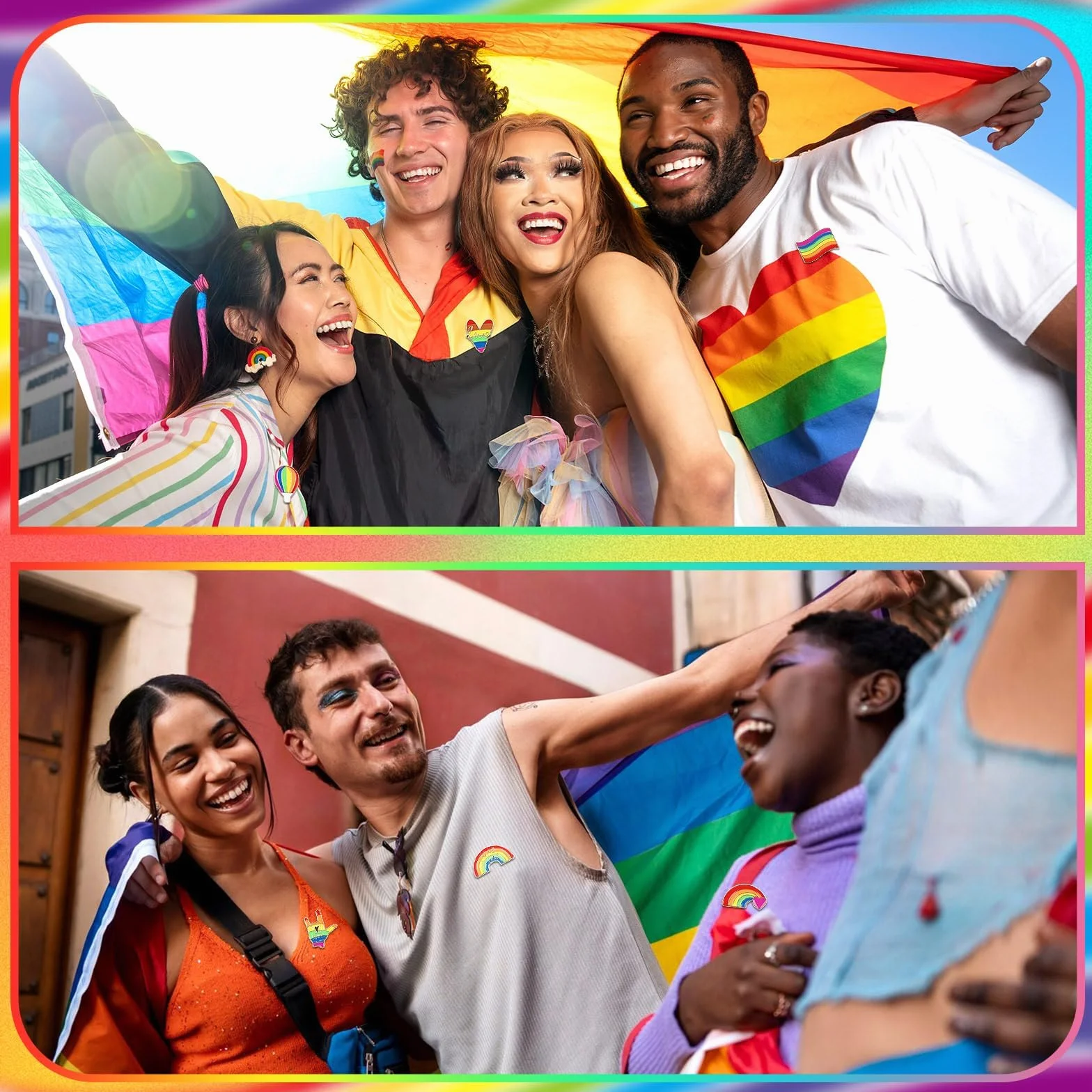 SANNIX 60 spille arcobaleno smaltate LGBT con bandiera a cuore gay-Pride, spille per vestiti, borse, cappelli, accessori, 20 stili