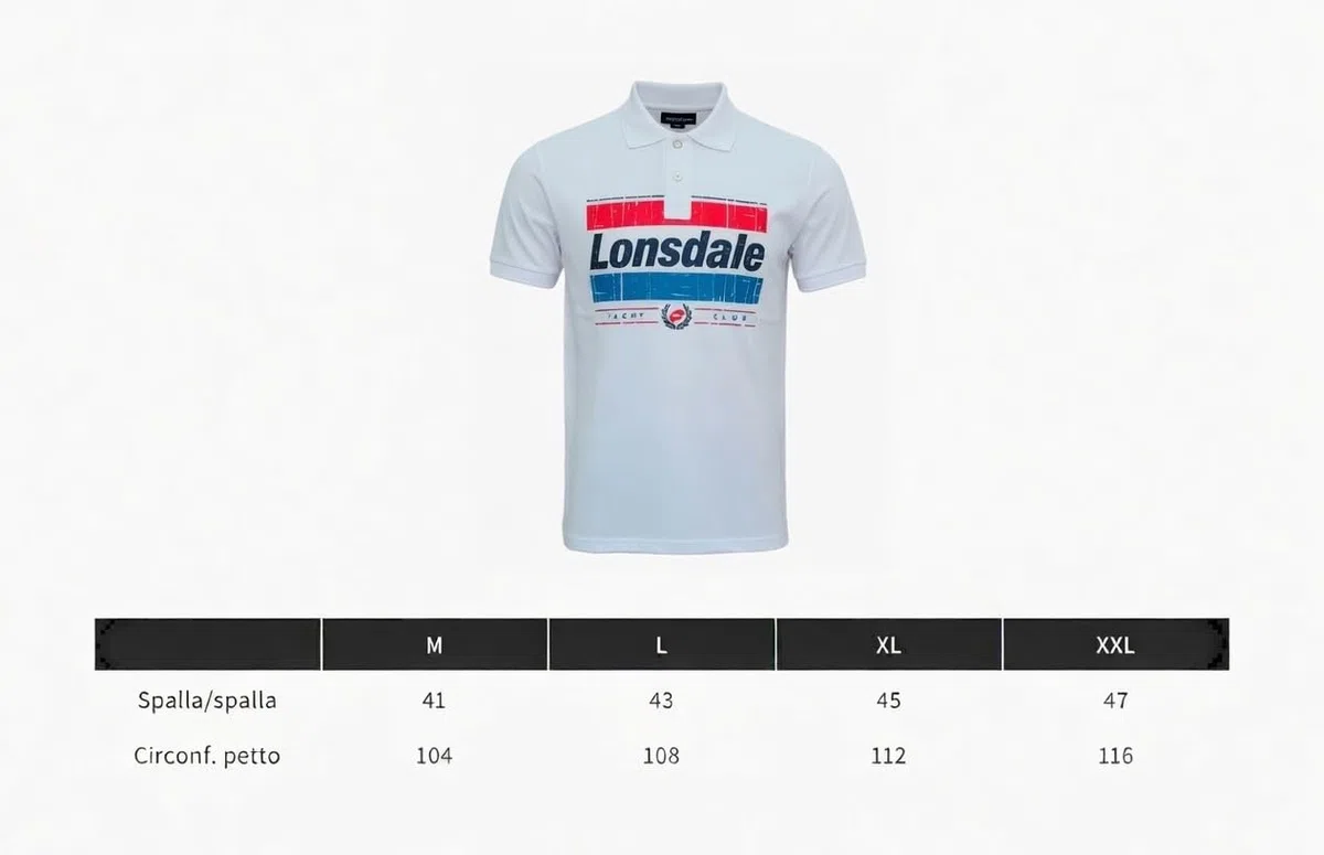 Lonsdale Polo Uomo Piquet Slim Fit Moda