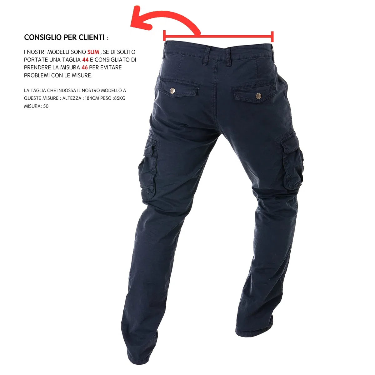 TONY BACKER Pantaloni Uomo Leggero in Cotone Multitasche Casual di Tela Stretch Materiale con Tasche Laterali 1583