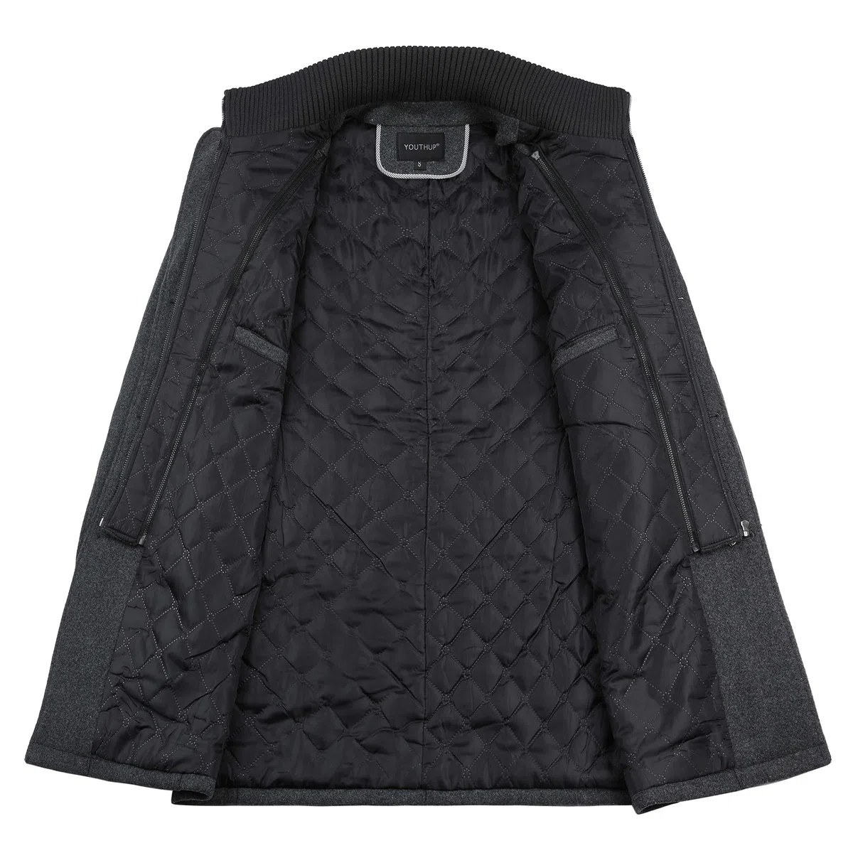 YOUTHUP Cappotto da Uomo in Lana Corto Invernale Spesso Cappotto Giacca Casual Regular Fit