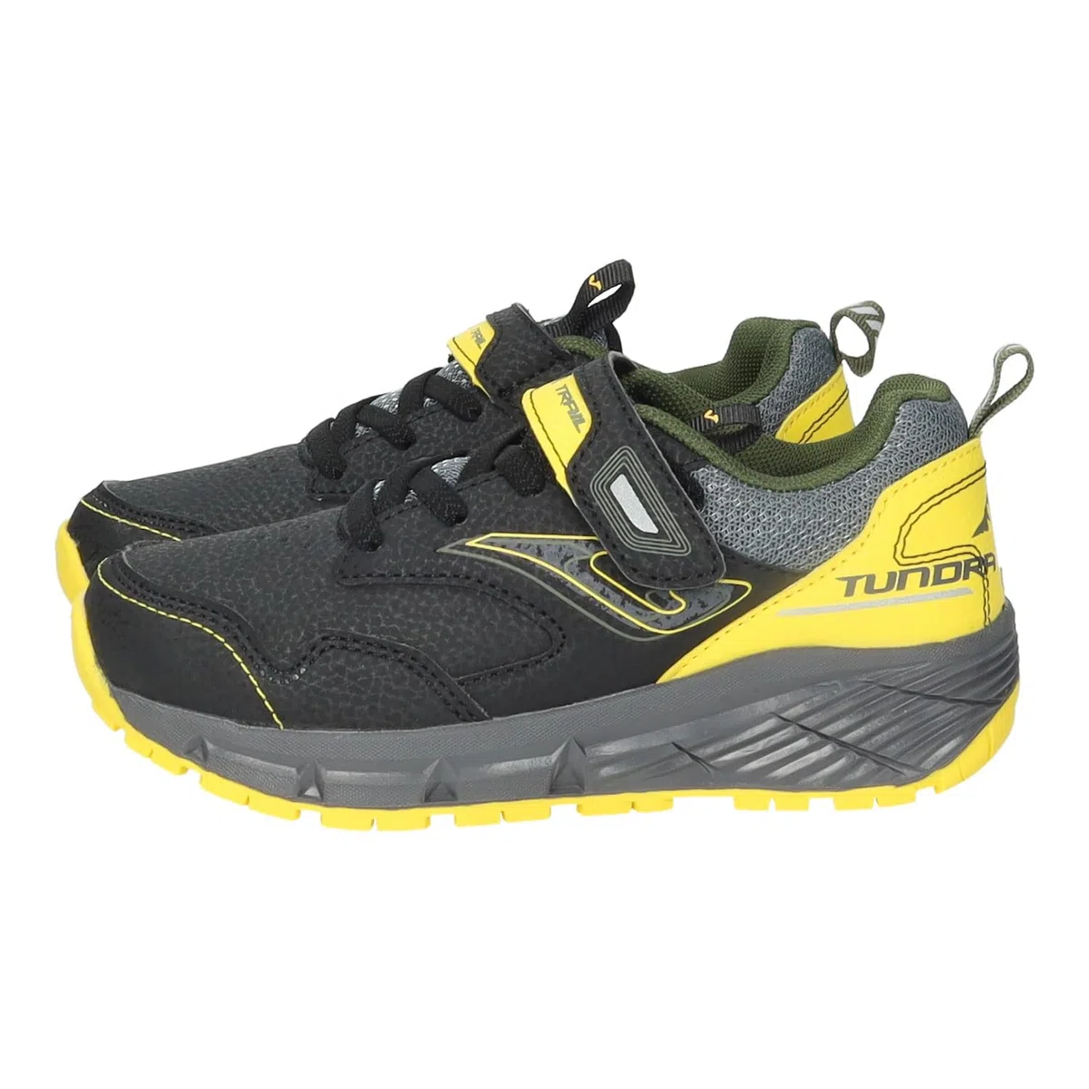 Joma Tundra Jr Scarpe da bambino nere e gialle con lacci e velcro