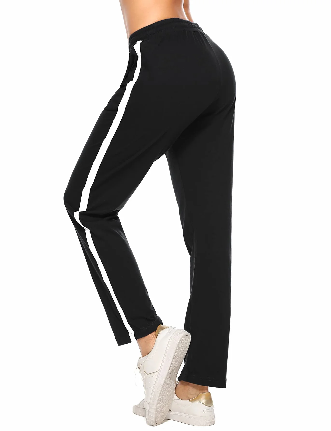Aseniza Pantaloni Sportivi Donna in Cotone Pantaloni Lunghi Jogger Donna con Tasche Casual Larghi Pantaloni con Coulisse per Allenamento Jogging Fitness Palestra