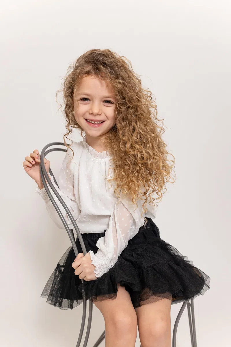Arshiner Ragazze Camicie a Maniche Lunghe Chiffon Maglietta Bambine Punto Scollatura Sgualcita Tshirt Elegante Moda Autunno Inverno Manica Lunga per Ragazza 4-13 Anni