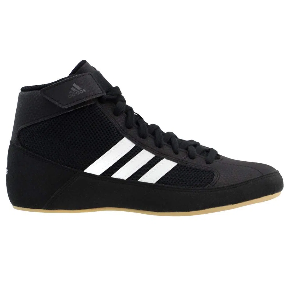 adidas HVC 2 Youth Laced Wrestling Shoes - Black/White/Grey - 1