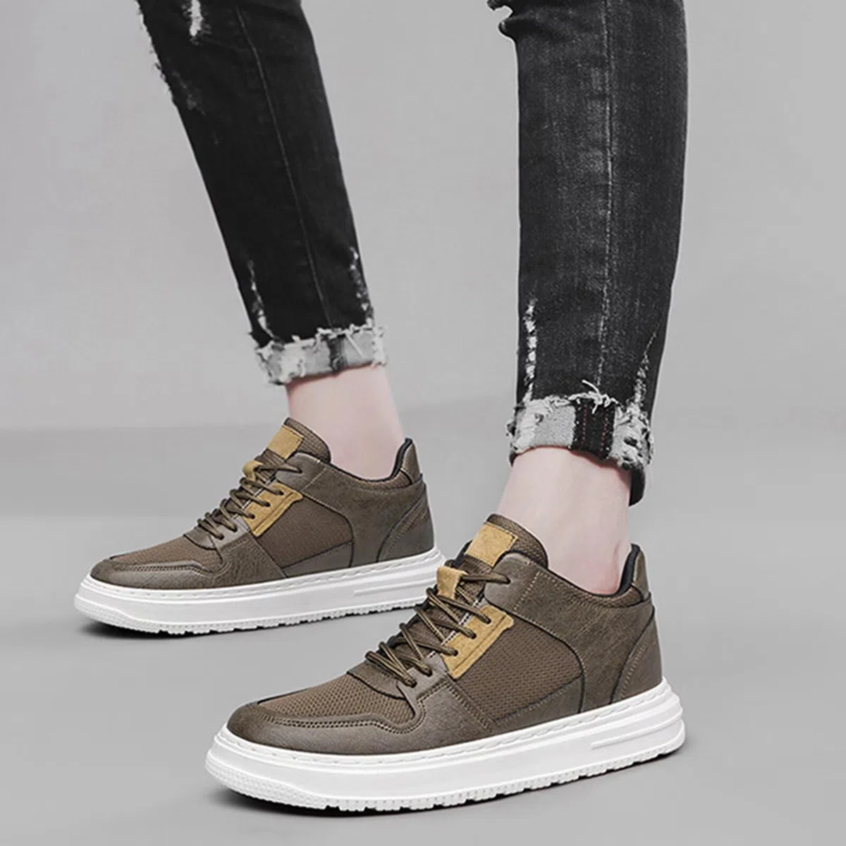 Scarpe rialzanti Invisibili da Uomo Sneakers Casual da Guida con Lacci, con Tomaia Media, per Un'Altezza di 6 cm Scarpe da Passeggio Traspiranti in Pelle
